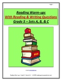 Reading Warm-ups With Reading & Writing Questions - Grade 