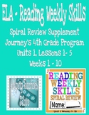 Reading Weekly Skills - Spiral Review Unit 1 Journeys 4th 