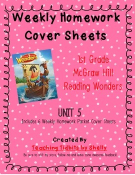 Preview of Reading Wonders - 1st Grade Weekly Homework Cover Sheets - Unit 5