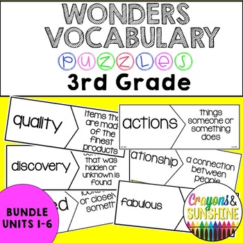 Preview of Reading Wonders 3rd grade Vocabulary Puzzles - Entire Year Units 1-6