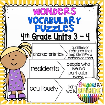 Preview of Reading Wonders 4th grade Vocabulary Puzzles Units 3 and Units 4