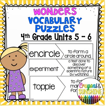 Preview of Reading Wonders 4th grade Vocabulary Puzzles Units 5 and Units 6