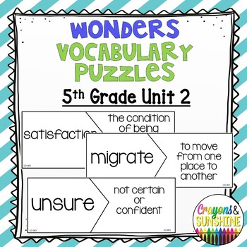 Preview of Reading | 5th Grade Vocabulary Puzzles Unit 2 |Word Work |Literacy