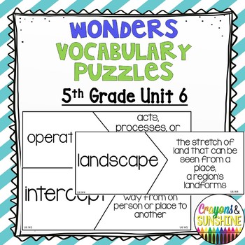 Preview of Reading |5th Grade Vocabulary Puzzles Unit 6 | Word Work | Literacy
