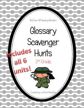 Reading Wonders Common Core Glossary Hunts ALL 6 UNITS Grade 3 | TpT