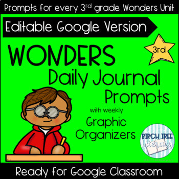 Preview of Reading Wonders Daily Journal Prompts for 3rd Google Version - Distance Learning