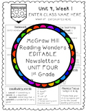 Reading Wonders EDITABLE Newsletters 1st Grade Unit Four