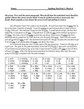 Reading Wonders ~ FSA Spelling & Grammar Test for U1, W4 | TPT
