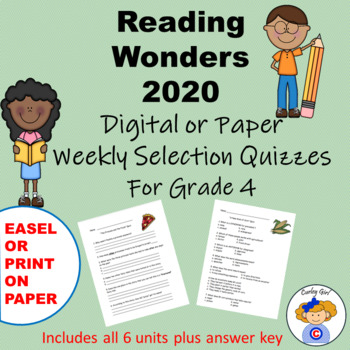 Preview of Wonders Reading 2020 Fourth Grade Weekly Selections Quiz Packet
