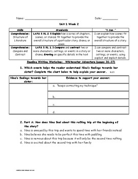 RL2.5 U1W2 BOTH TEXTS comprehension questions for Reading Wonders 5th grade