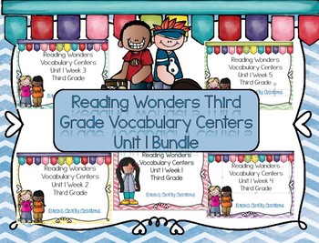Preview of Reading Wonders Third Grade Vocabulary Centers: UNIT 1 BUNDLE