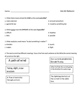 Reading Wonders: Unit four week four reading comp test 