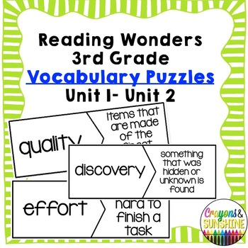 Preview of Reading Wonders 3rd Grade Vocabulary Puzzles Units 1 and Units 2