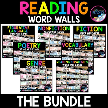 Preview of Reading Word Walls: 200+ Bright & Pastel Posters Classroom Decor Bulletin Board