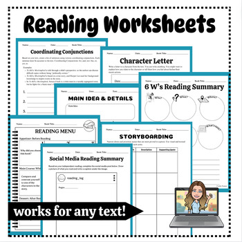 Preview of Reading Worksheets - Can be used with any text!