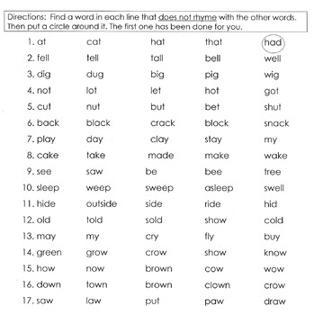 Reading Worksheets: Recognizing & Forming RHYMING WORDS - 5 Phonics ...