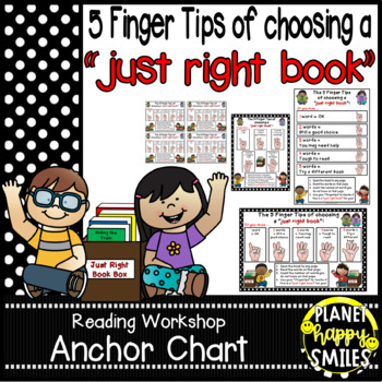 Preview of Reading Workshop Anchor Chart - 5 Finger Tips for Choosing a Just Right Book