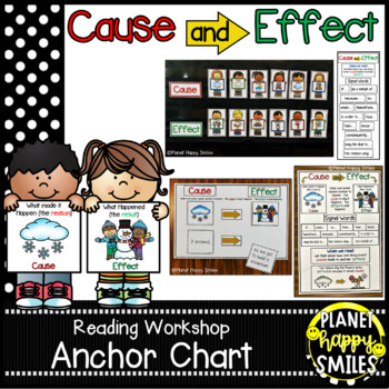 Preview of Reading Workshop Anchor Chart - Cause and Effect + Picture/Word Matching cards