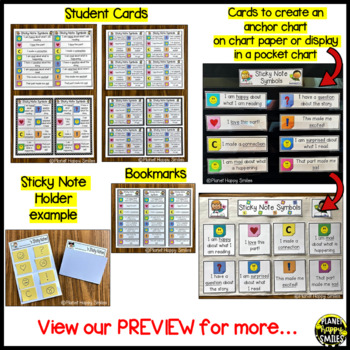 Reading Workshop Anchor Chart - Sticky Note Symbols by Planet Happy Smiles