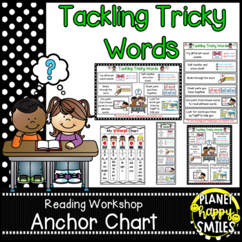 Preview of Reading Workshop Anchor Chart - Tackling Tricky Words plus Vowel Charts