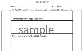 Preview of Reading Workshop Individual Reading Task: Retell Ladder