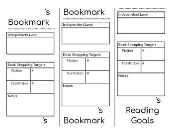 Reading Goal Setting Bookmarks Worksheets Teaching Resources Tpt