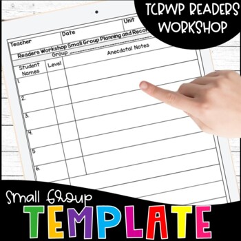 Preview of Reading Workshop Small Group Planning and Recording Template