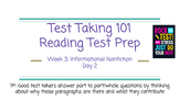 Reading Workshop TC (4th Grade Test Prep) Bend 2 & 3- 2023/24