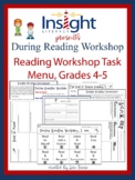Reading Workshop Task Menu & Recording Sheets-Grades 4 & 5