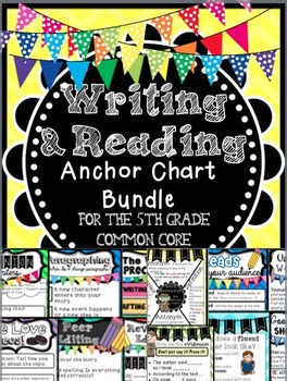 Preview of Reading + Writing Anchor Chart Bundle (5th grade common core)