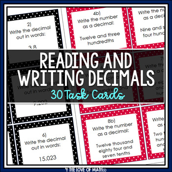 Preview of Reading & Writing Decimals: 30 Task Cards
