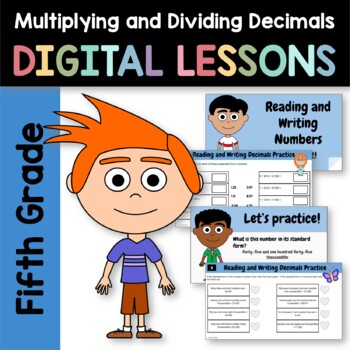 Preview of Reading & Writing Decimals 5th Grade Interactive Google Slides | Math Review