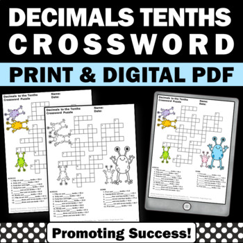 Preview of Place Value Decimals to the Tenths Math Crossword Puzzle Morning Work Digital