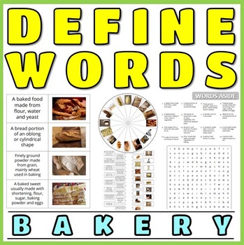 Preview of Defining Vocabulary Puzzles Games Flash Cards BAKERY