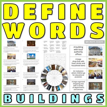 Preview of Defining Vocabulary Puzzles Games Flash Cards BUILDINGS
