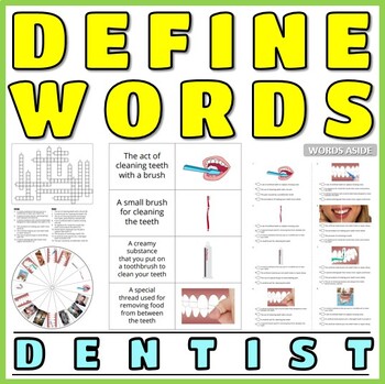 Preview of Defining Vocabulary Reading Writing Puzzles Flash Cards DENTIST