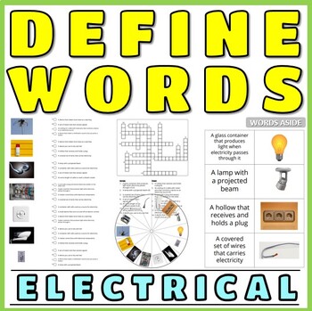 Preview of Defining Nouns Vocabulary Games Flash Cards ELECTRICAL