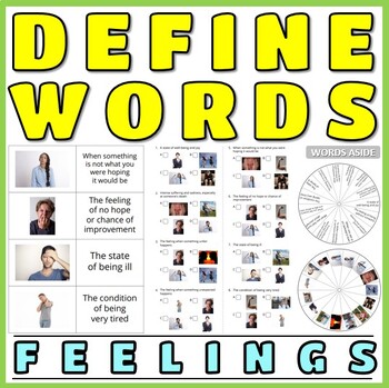 Preview of Definitions Reading Writing Vocabulary Games Flash Cards FEELINGS
