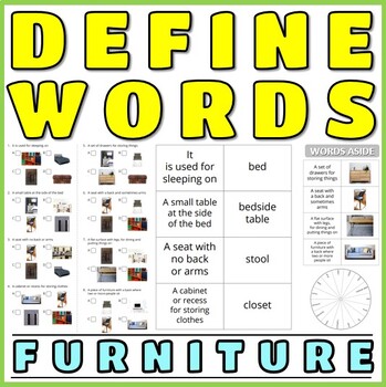 Preview of Definitions Vocabulary Puzzles Games Flash Cards FURNITURE