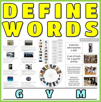Preview of Definition Games Vocabulary Puzzles Flash Cards GYM