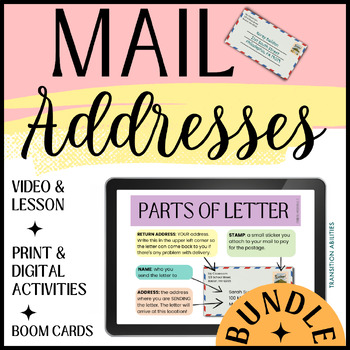 Preview of Reading & Writing Mail & Letter Addresses | Mailroom Job Life Skills | BUNDLE