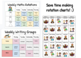 Reading + Writing + Maths Rotation Chart BUNDLE - all editable + free star chart