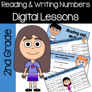 Preview of Reading & Writing Numbers 2nd Grade Interactive Google Slides | Math Skills