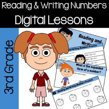Preview of Reading & Writing Numbers 3rd Grade Interactive Google Slides | Math Skills