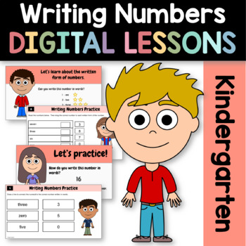 Preview of Reading & Writing Numbers for Kindergarten Google Slides | Interactive Math