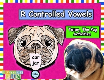 Preview of R Controlled Vowel Words Reading,Spelling & Handwriting Practice -Pug Themed