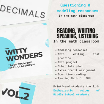 Preview of Reading/Writing in the Math Classroom - Witty Wonders (vol 2) - Decimals