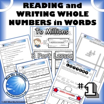 Preview of Reading & Writing Whole Numbers in Words -To Millions - Lesson/ Crossword Puzzle