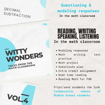 Preview of Reading/Writing/ in the Math Classroom- Witty Wonders (vol 4) -Subtract decimals