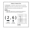 Reading a Coordinate Plane Notes for Interactive Notebook 